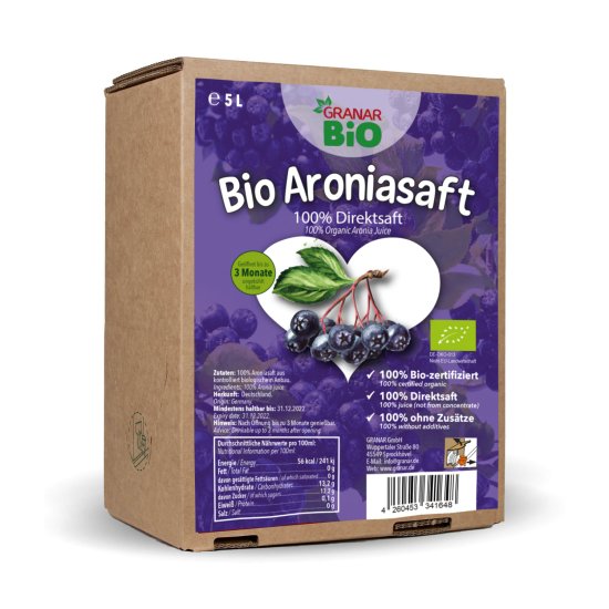 5 Liter Bio Aronia Direktsaft in der Saftbox von GranarBIO