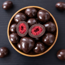 500g Schokobombe Himbeeren in Zartbitterschokolade