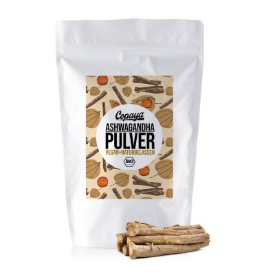 800g Bio Ashwagandha Pulver von Copaya