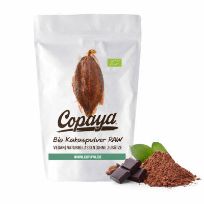 Bio Roh Kakaopulver, 10-12% Fett, Stark entölt, Rohkakao von Copaya