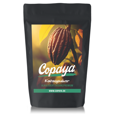 Kakaopulver stark entölt 10–12% Fett alkalisiert (Dutch Process) von Copaya – Backkakao, löslich