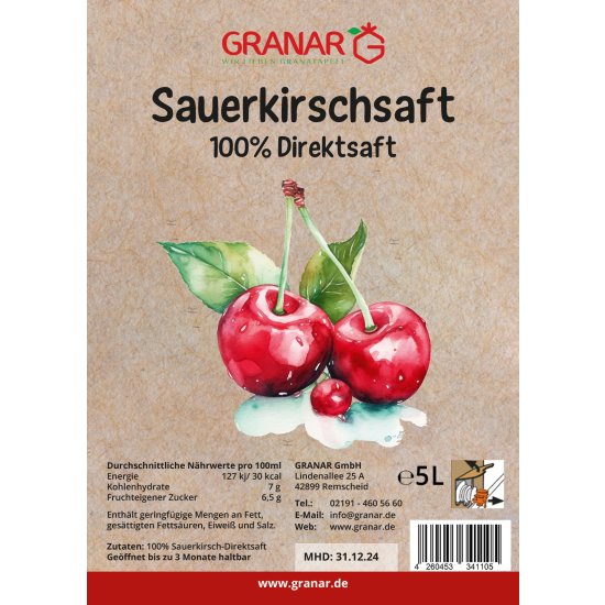 5 Liter-Box Sauerkirsche Direktsaft von Granar