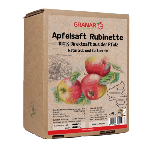 5 Liter-Box Apfel Direktsaft Rubinette aus der Pfalz