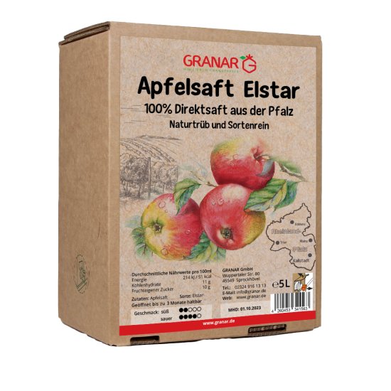 5L Elstar Apfel Direktsaft, Vegan, Kaltgepresst, Box
