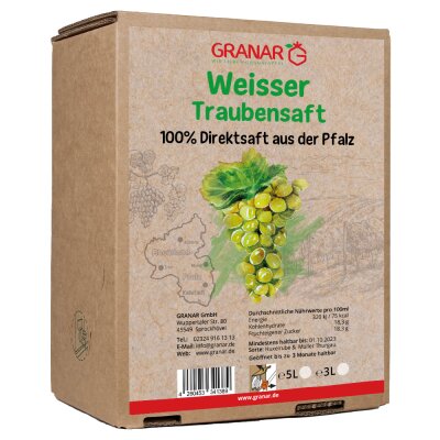 5 Liter-Box weißer Traubensaft aus der Pfalz - Ernte 2024