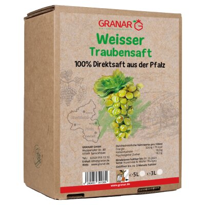 5 Liter-Box weißer Traubensaft aus der Pfalz (Ernte 2025)